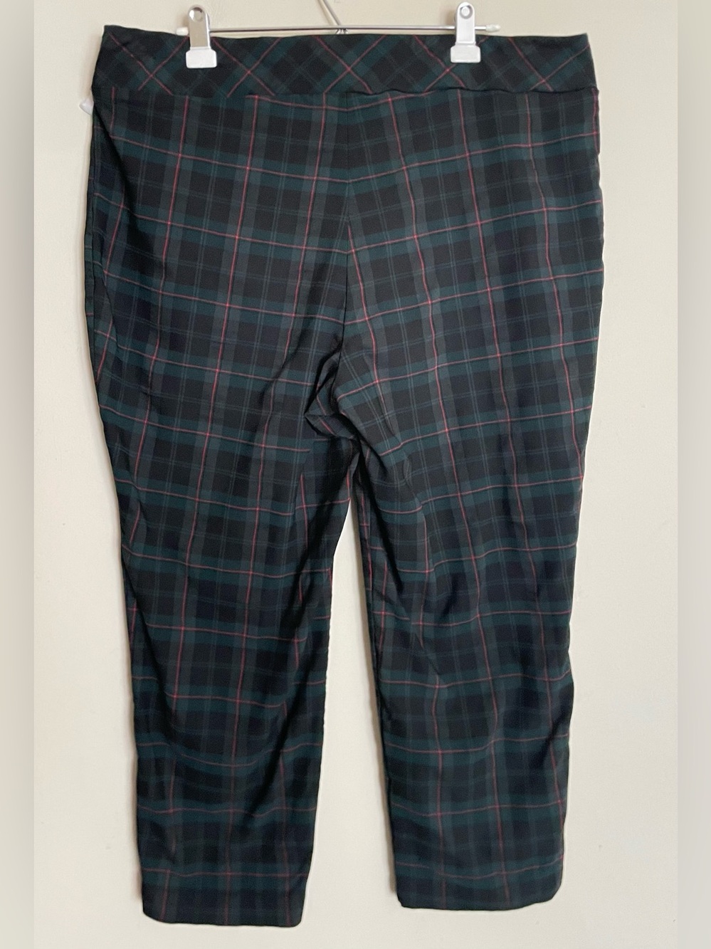 Jones New York Green and Black Plaid Pull-On Stretch Pants